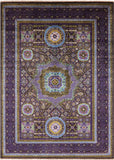 Brown Geometric Persian Mamluk Hand Knotted Wool Rug - 5' 9" X 7' 8" - Golden Nile