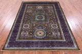 Brown Geometric Persian Mamluk Hand Knotted Wool Rug - 5' 9" X 7' 8" - Golden Nile
