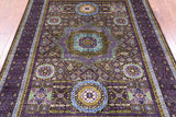 Brown Geometric Persian Mamluk Hand Knotted Wool Rug - 5' 9" X 7' 8" - Golden Nile
