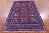 Red Geometric Persian Mamluk Hand Knotted Wool Rug - 5' 4" X 8' 4" - Golden Nile