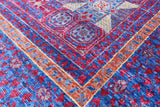 Red Geometric Persian Mamluk Hand Knotted Wool Rug - 5' 4" X 8' 4" - Golden Nile