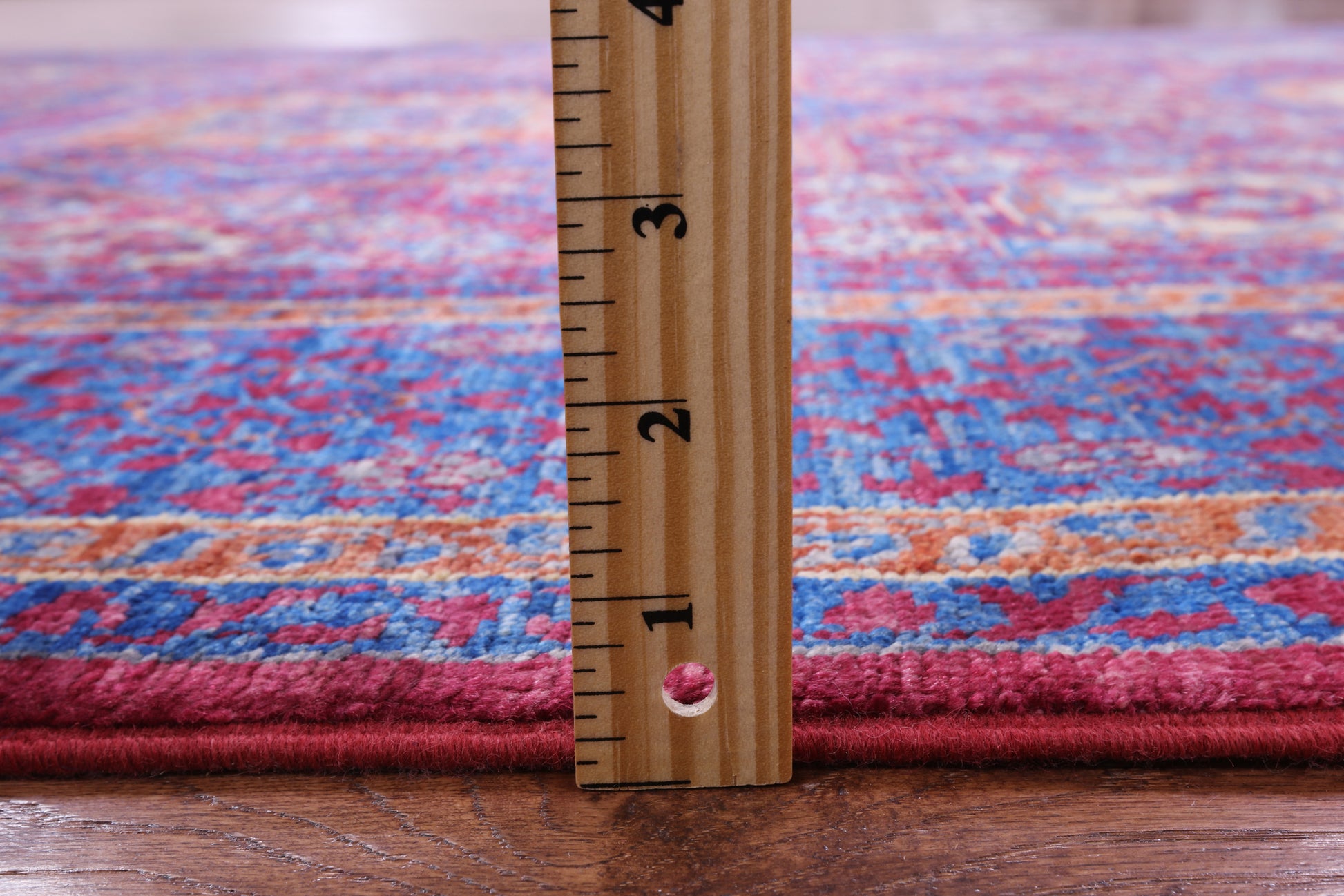 Red Geometric Persian Mamluk Hand Knotted Wool Rug - 5' 4" X 8' 4" - Golden Nile