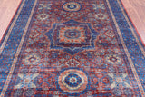 Red Geometric Persian Mamluk Hand Knotted Wool Rug - 5' 9" X 7' 10" - Golden Nile