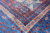 Red Geometric Persian Mamluk Hand Knotted Wool Rug - 5' 9" X 7' 10" - Golden Nile
