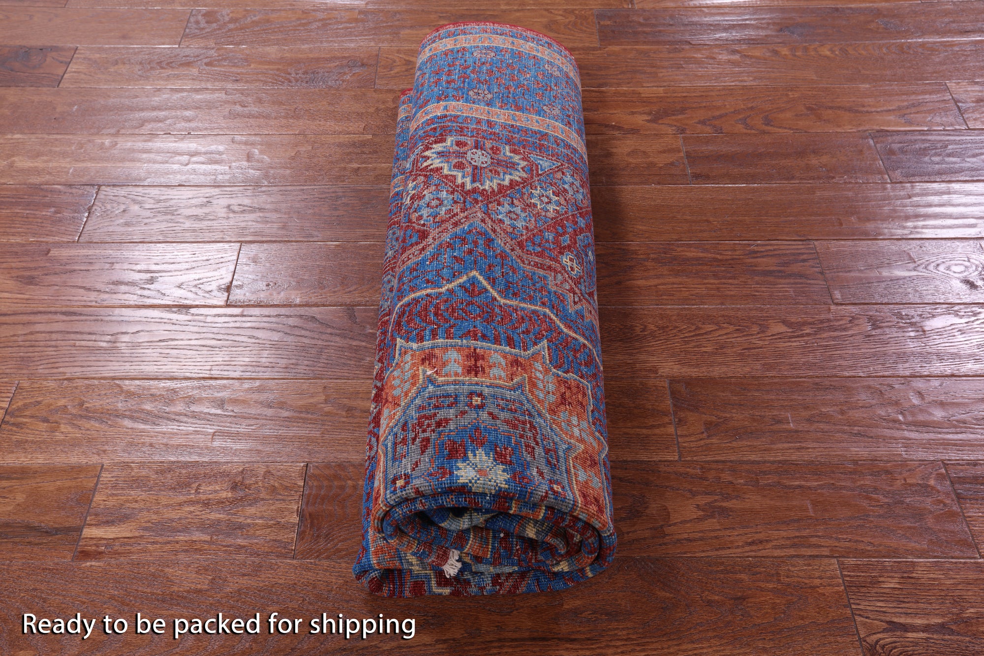 Red Geometric Persian Mamluk Hand Knotted Wool Rug - 5' 9" X 7' 10" - Golden Nile