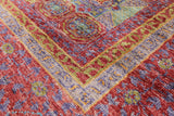 Red Geometric Persian Mamluk Handmade Wool Rug - 5' 7" X 7' 10" - Golden Nile