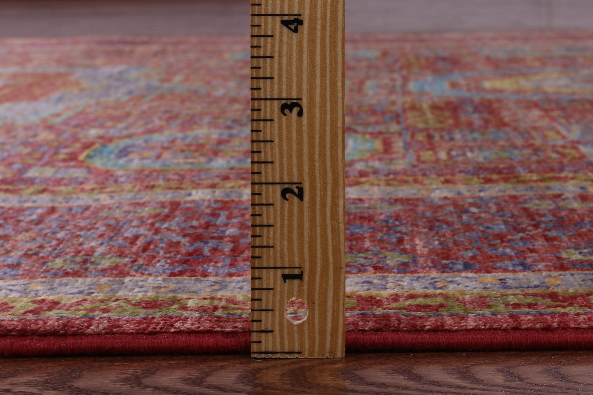 Red Geometric Persian Mamluk Handmade Wool Rug - 5' 7" X 7' 10" - Golden Nile