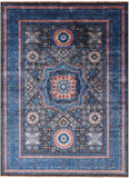Brown Geometric Persian Mamluk Hand Knotted Wool Rug - 5' 8" X 7' 9" - Golden Nile