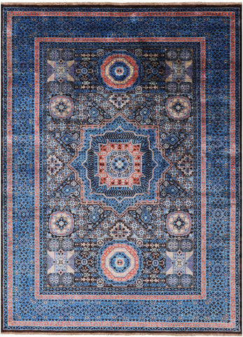 Brown Geometric Persian Mamluk Hand Knotted Wool Rug - 5' 8