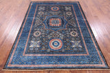 Brown Geometric Persian Mamluk Hand Knotted Wool Rug - 5' 8" X 7' 9" - Golden Nile