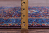 Purple Geometric Persian Mamluk Hand Knotted Wool Runner Rug - 2' 9" X 9' 9" - Golden Nile