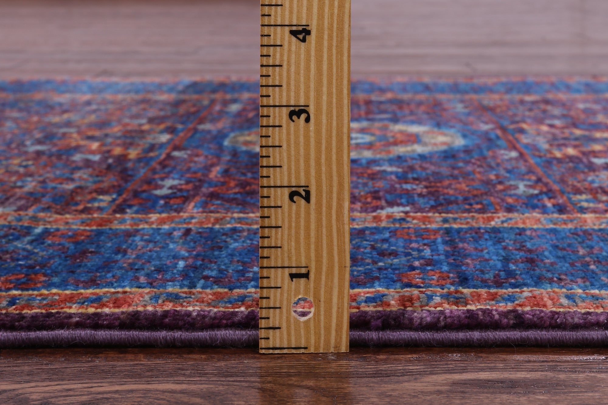 Purple Geometric Persian Mamluk Hand Knotted Wool Runner Rug - 2' 9" X 9' 9" - Golden Nile
