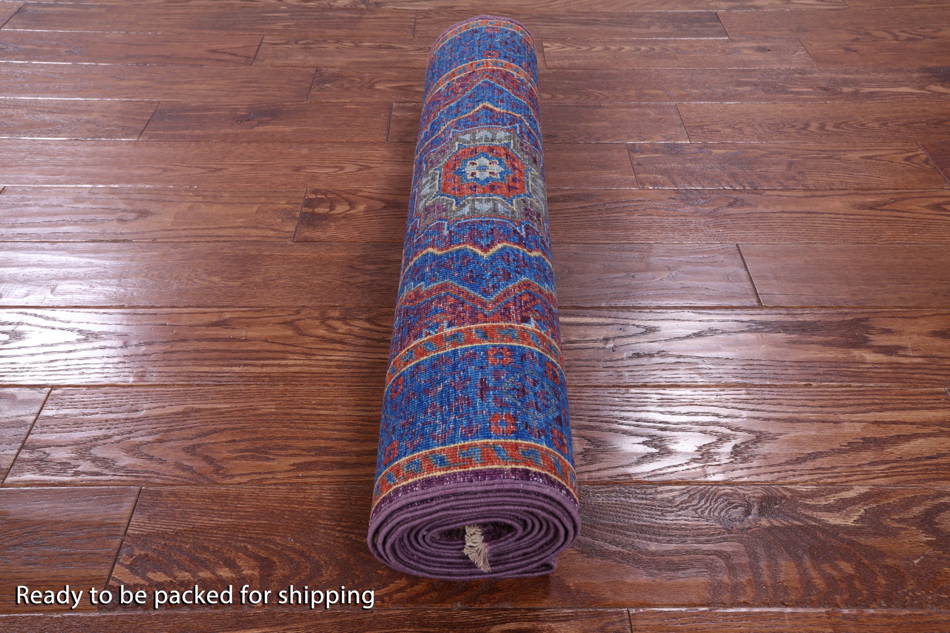 Purple Geometric Persian Mamluk Hand Knotted Wool Runner Rug - 2' 9" X 9' 9" - Golden Nile