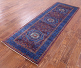 Purple Geometric Persian Mamluk Handmade Wool Runner Rug - 2' 9" X 8' 1" - Golden Nile