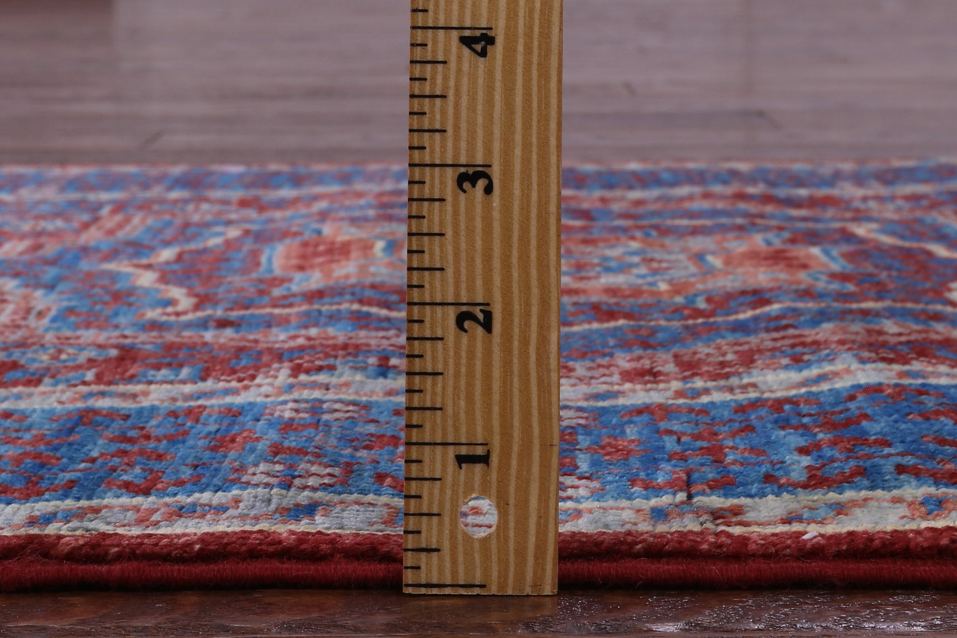 Red Geometric Persian Mamluk Hand Knotted Wool Runner Rug - 2' 8" X 8' 7" - Golden Nile