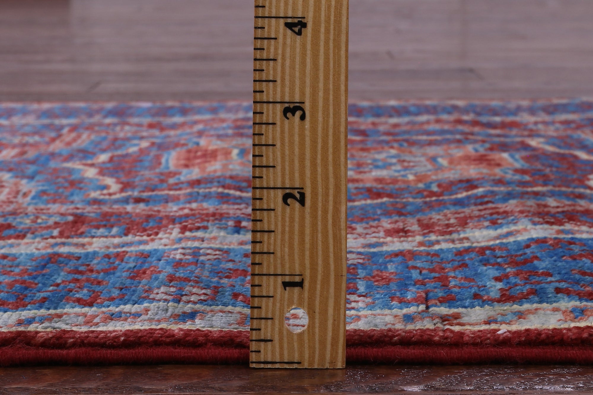 Red Geometric Persian Mamluk Hand Knotted Wool Runner Rug - 2' 8" X 8' 7" - Golden Nile