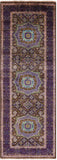 Brown Geometric Persian Mamluk Hand Knotted Wool Runner Rug - 2' 8" X 7' 9" - Golden Nile