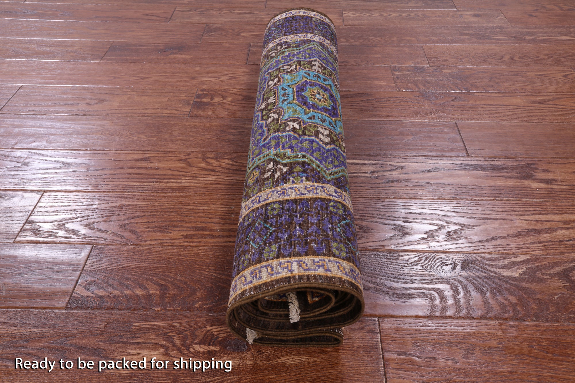 Brown Geometric Persian Mamluk Hand Knotted Wool Runner Rug - 2' 8" X 7' 9" - Golden Nile