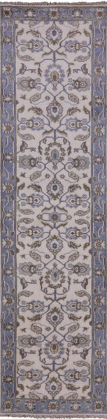 Ivory Turkish Oushak Handmade Wool Runner Rug - 2' 7" X 9' 10" - Golden Nile