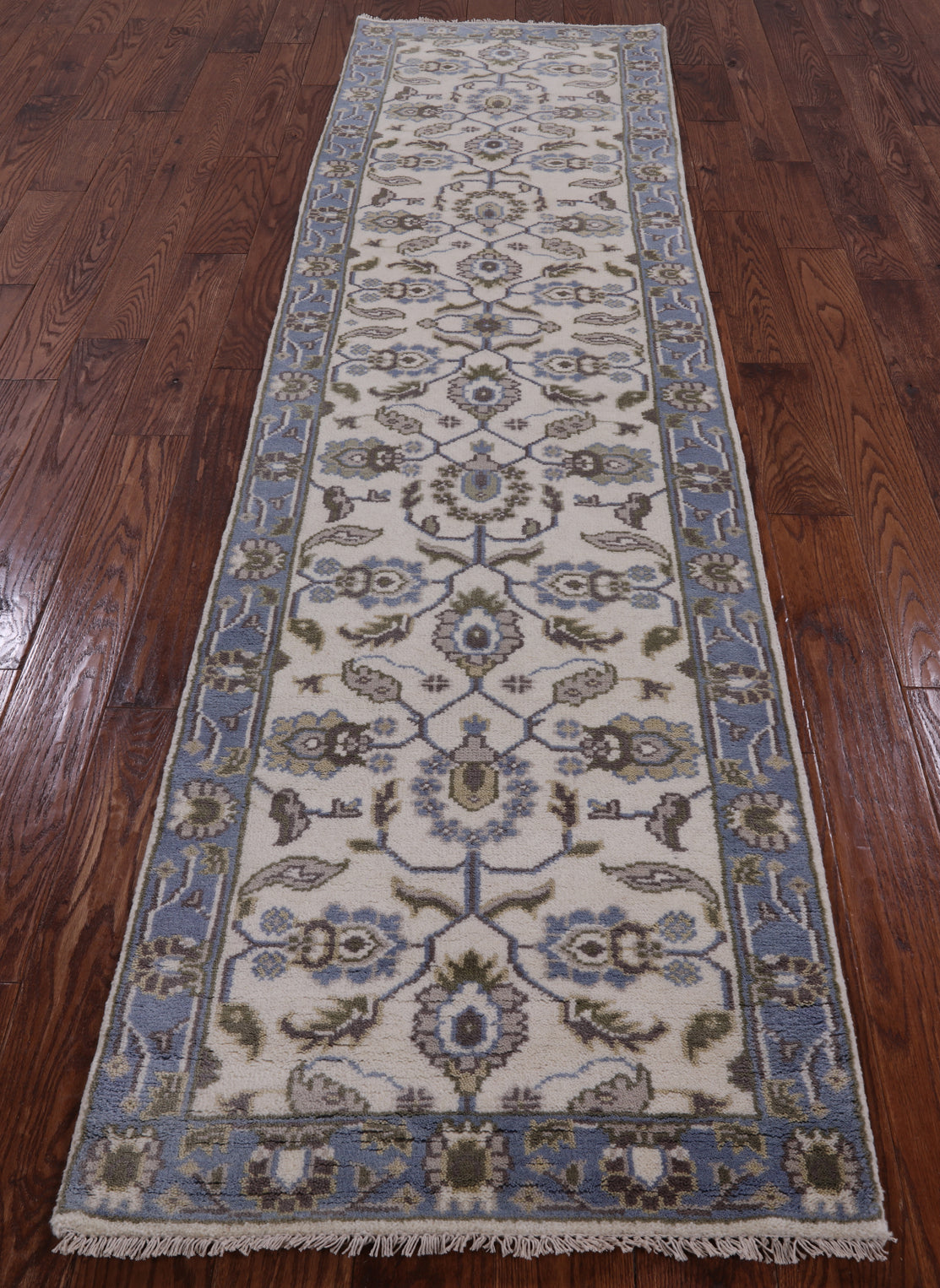 Ivory Turkish Oushak Handmade Wool Runner Rug - 2' 7" X 9' 10" - Golden Nile