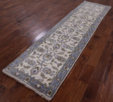 Ivory Turkish Oushak Handmade Wool Runner Rug - 2' 7" X 9' 10" - Golden Nile