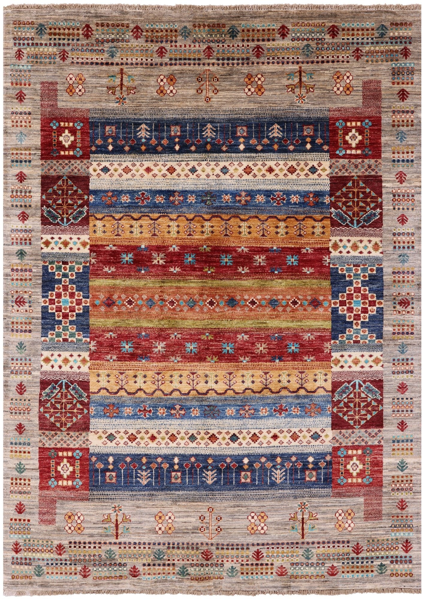 Tribal Persian Gabbeh Hand Knotted Wool Rug - 5' 0" X 6' 9" - Golden Nile