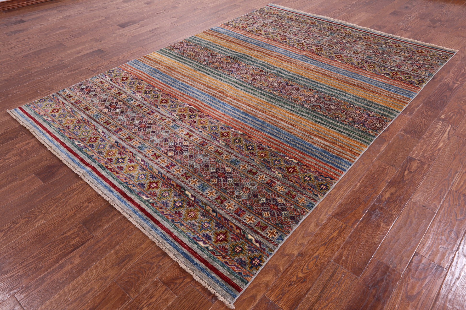 Khorjin Persian Gabbeh Hand Knotted Wool Rug - 6' 7" X 9' 8" - Golden Nile