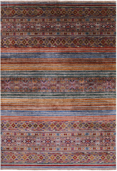 Khorjin Persian Gabbeh Hand Knotted Wool Rug - 6' 7" X 9' 8" - Golden Nile