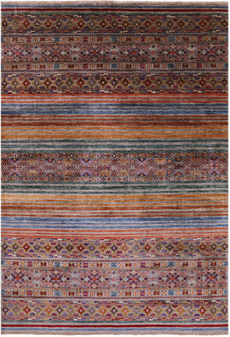 Khorjin Persian Gabbeh Hand Knotted Wool Rug - 6' 7