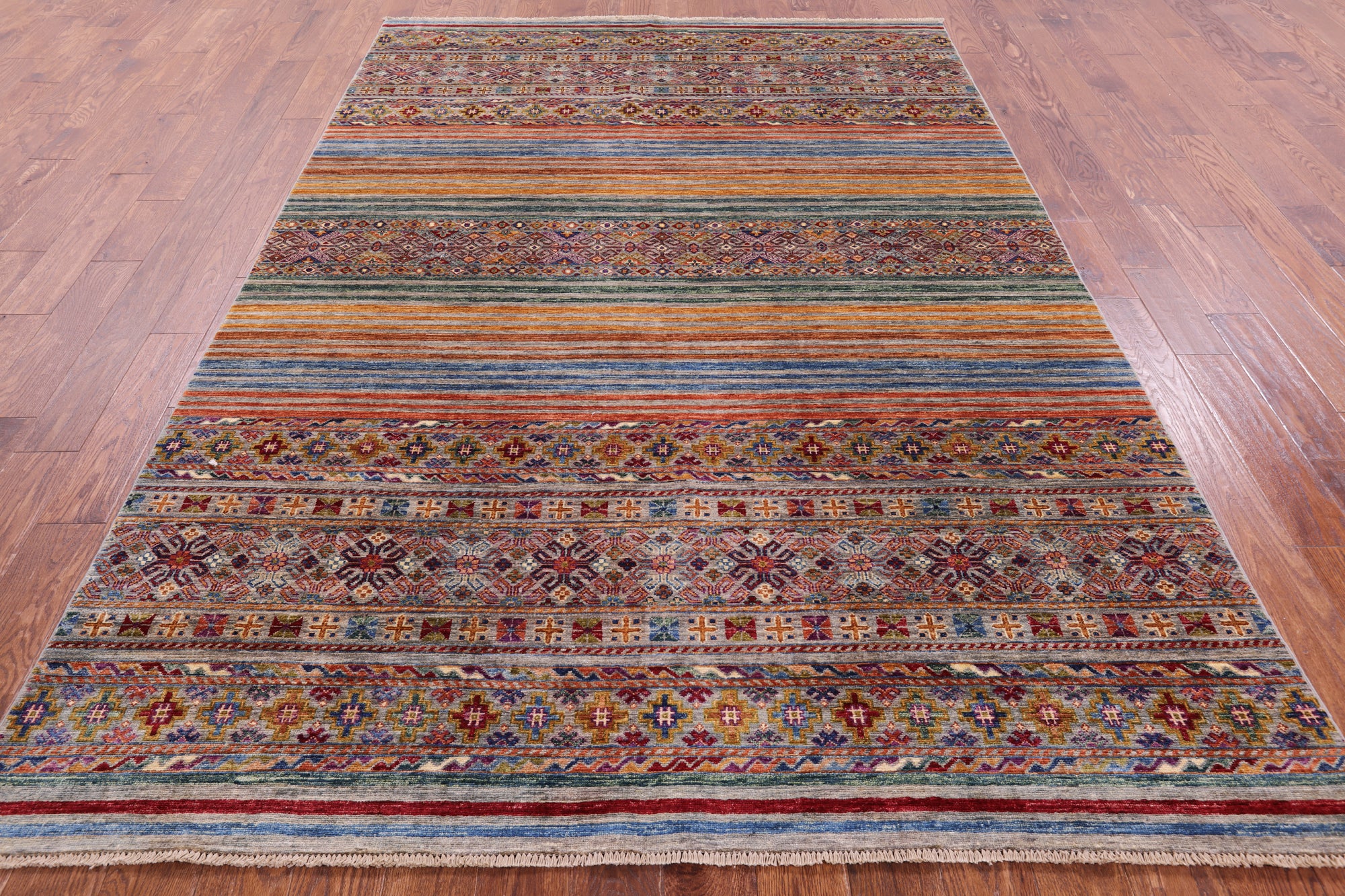 Khorjin Persian Gabbeh Hand Knotted Wool Rug - 6' 7" X 9' 8" - Golden Nile