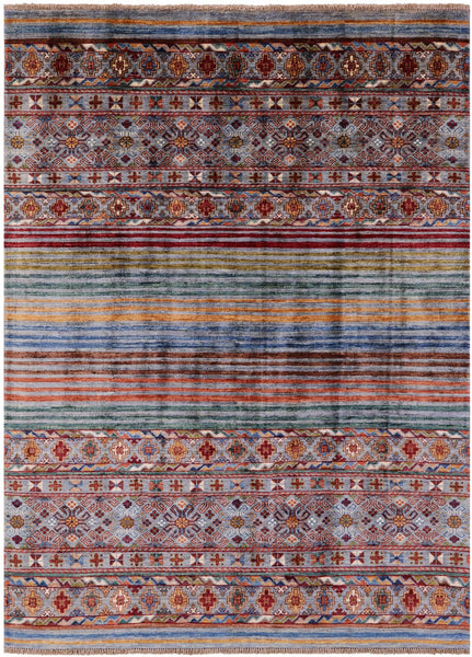 Khorjin Persian Gabbeh Hand Knotted Wool Rug - 5' 0" X 6' 9" - Golden Nile