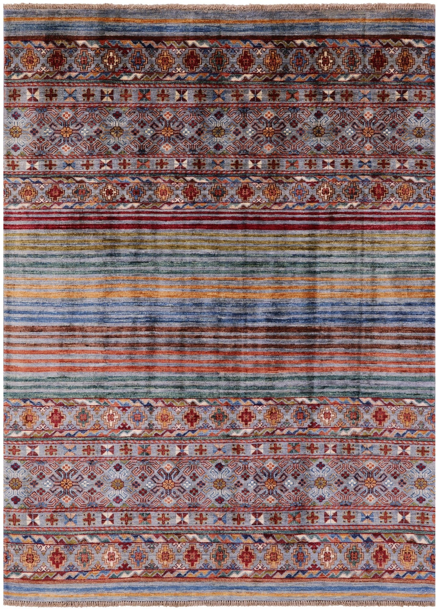 Khorjin Persian Gabbeh Hand Knotted Wool Rug - 5' 0" X 6' 9" - Golden Nile