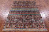 Khorjin Persian Gabbeh Hand Knotted Wool Rug - 5' 0" X 6' 9" - Golden Nile