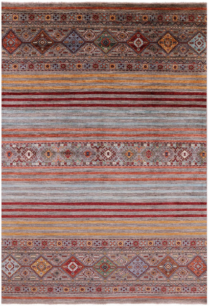 Khorjin Persian Gabbeh Hand Knotted Wool Rug - 6' 10" X 10' 1" - Golden Nile