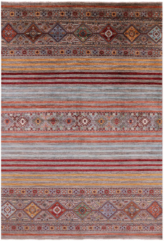 Khorjin Persian Gabbeh Hand Knotted Wool Rug - 6' 10