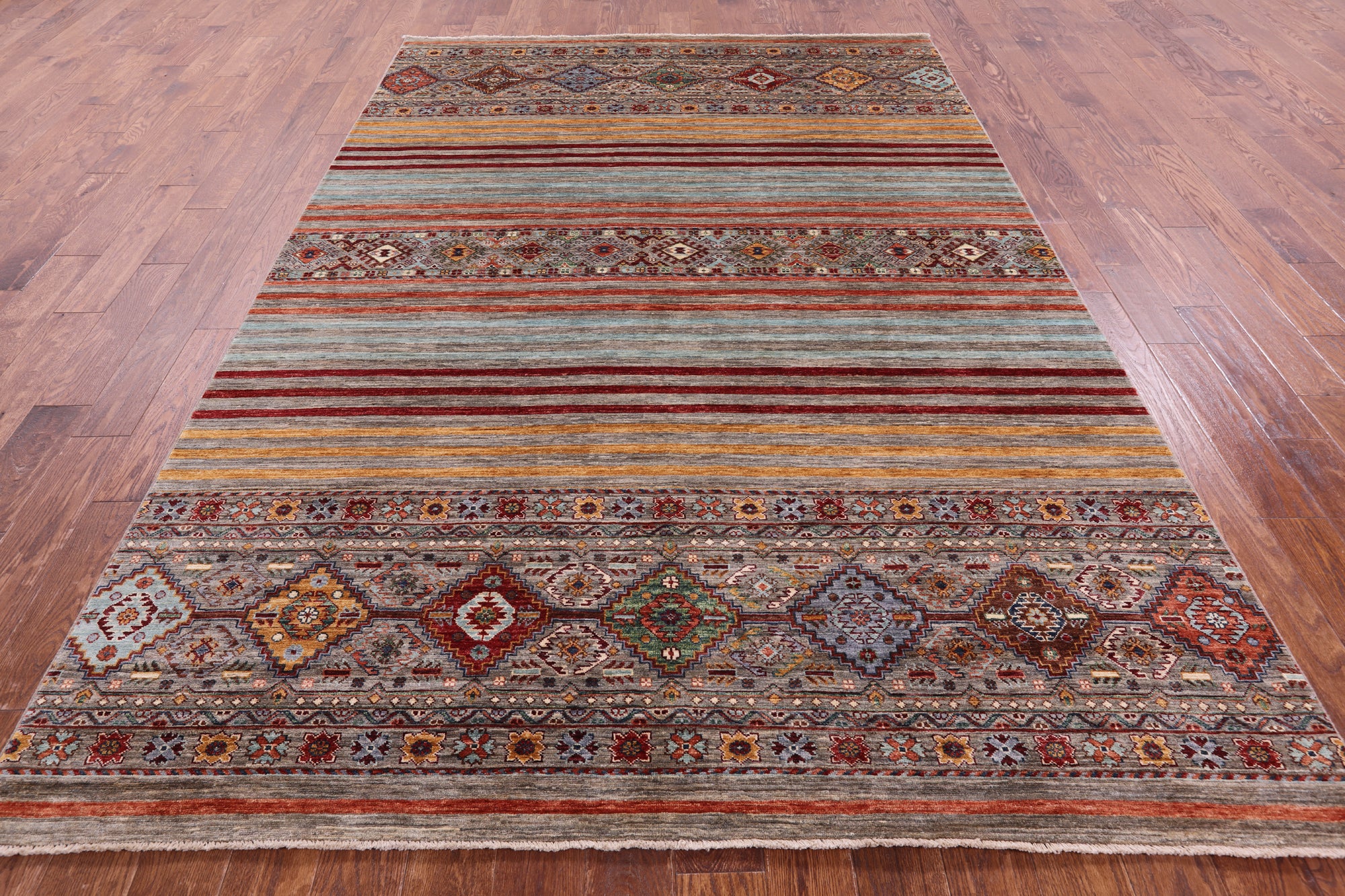 Khorjin Persian Gabbeh Hand Knotted Wool Rug - 6' 10" X 10' 1" - Golden Nile