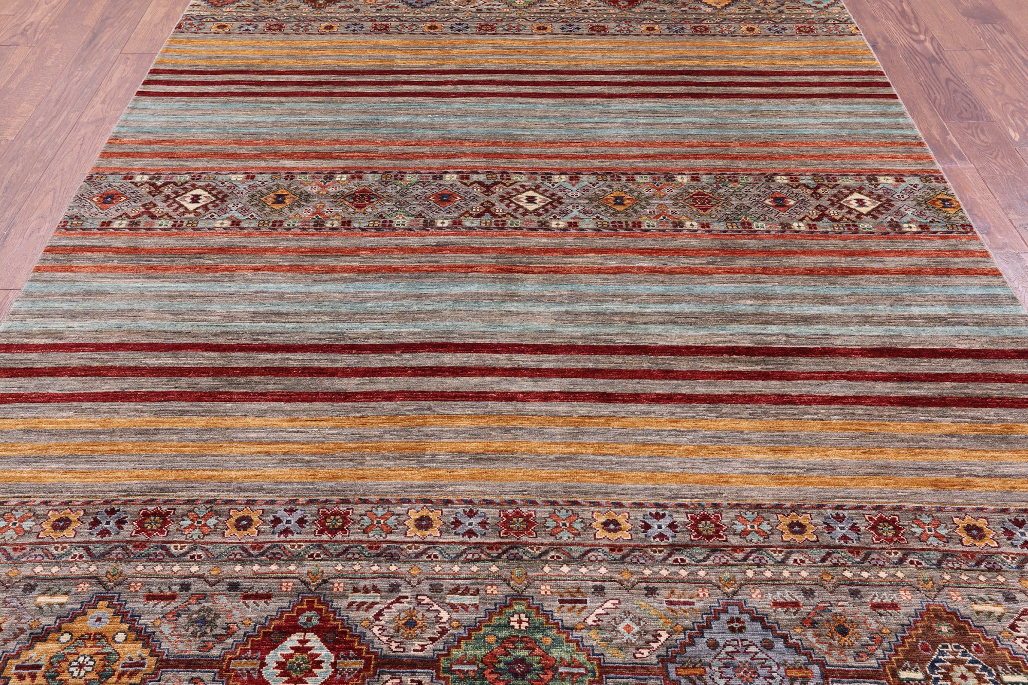 Khorjin Persian Gabbeh Hand Knotted Wool Rug - 6' 10" X 10' 1" - Golden Nile