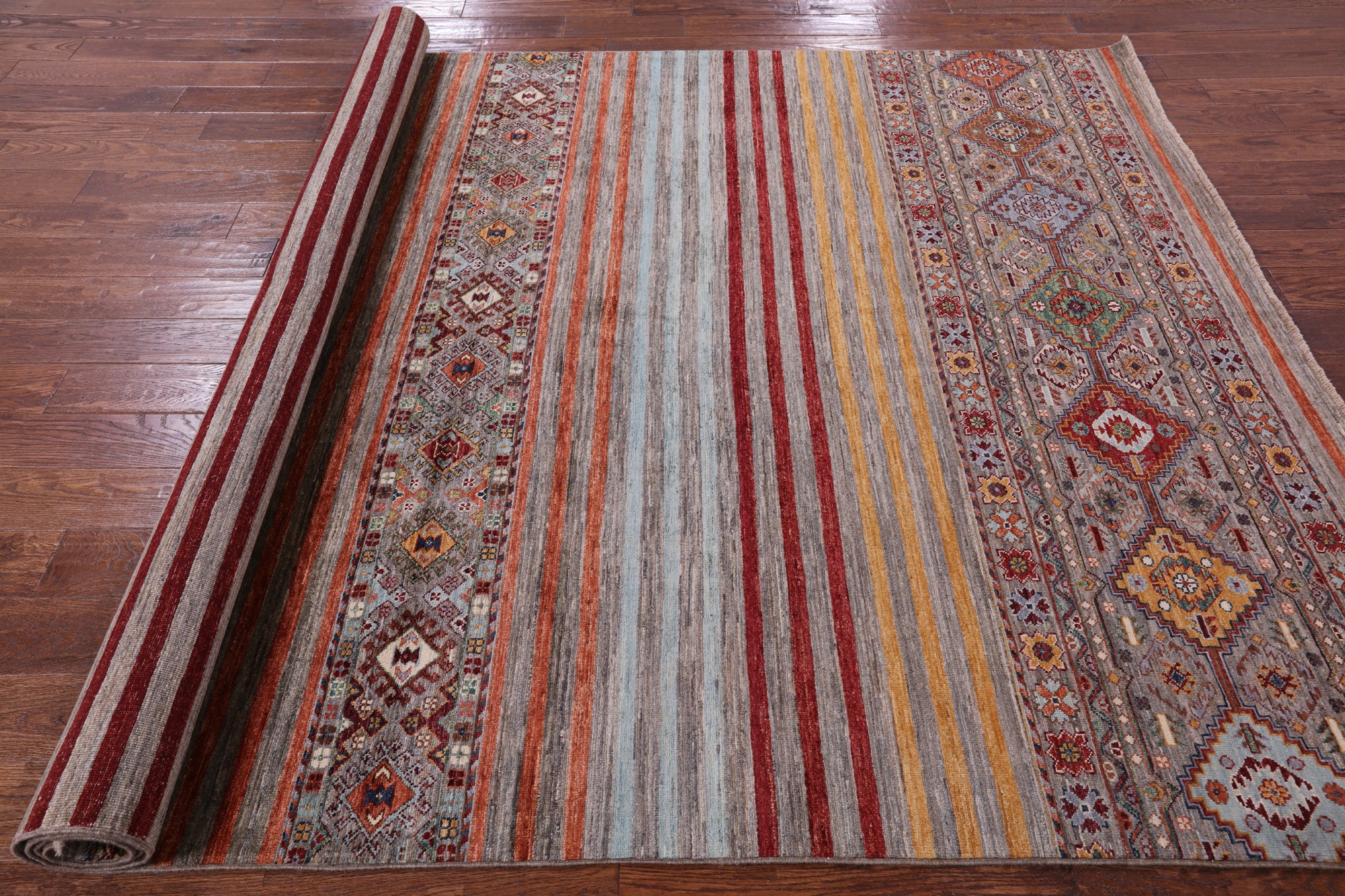 Khorjin Persian Gabbeh Hand Knotted Wool Rug - 6' 10" X 10' 1" - Golden Nile
