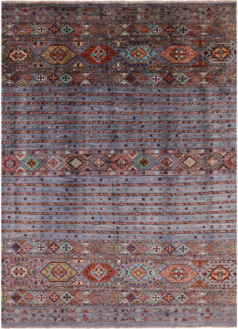 Khorjin Persian Gabbeh Handmade Wool Rug - 5' 8