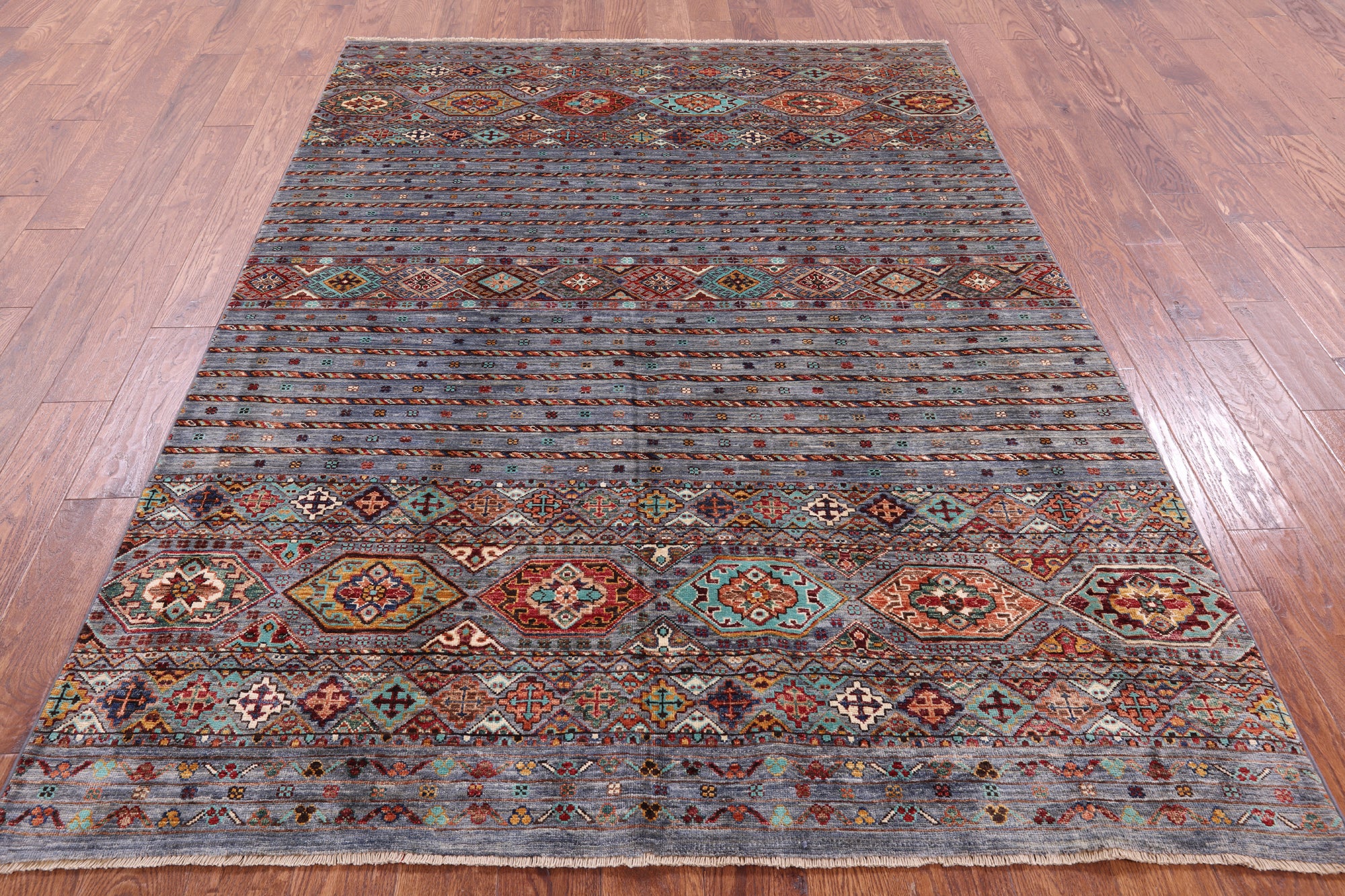 Khorjin Persian Gabbeh Handmade Wool Rug - 5' 8" X 7' 10" - Golden Nile