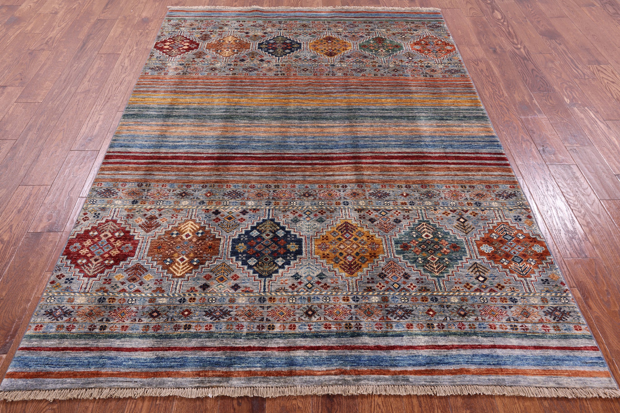 Khorjin Persian Gabbeh Hand Knotted Wool Rug - 5' 8" X 7' 11" - Golden Nile