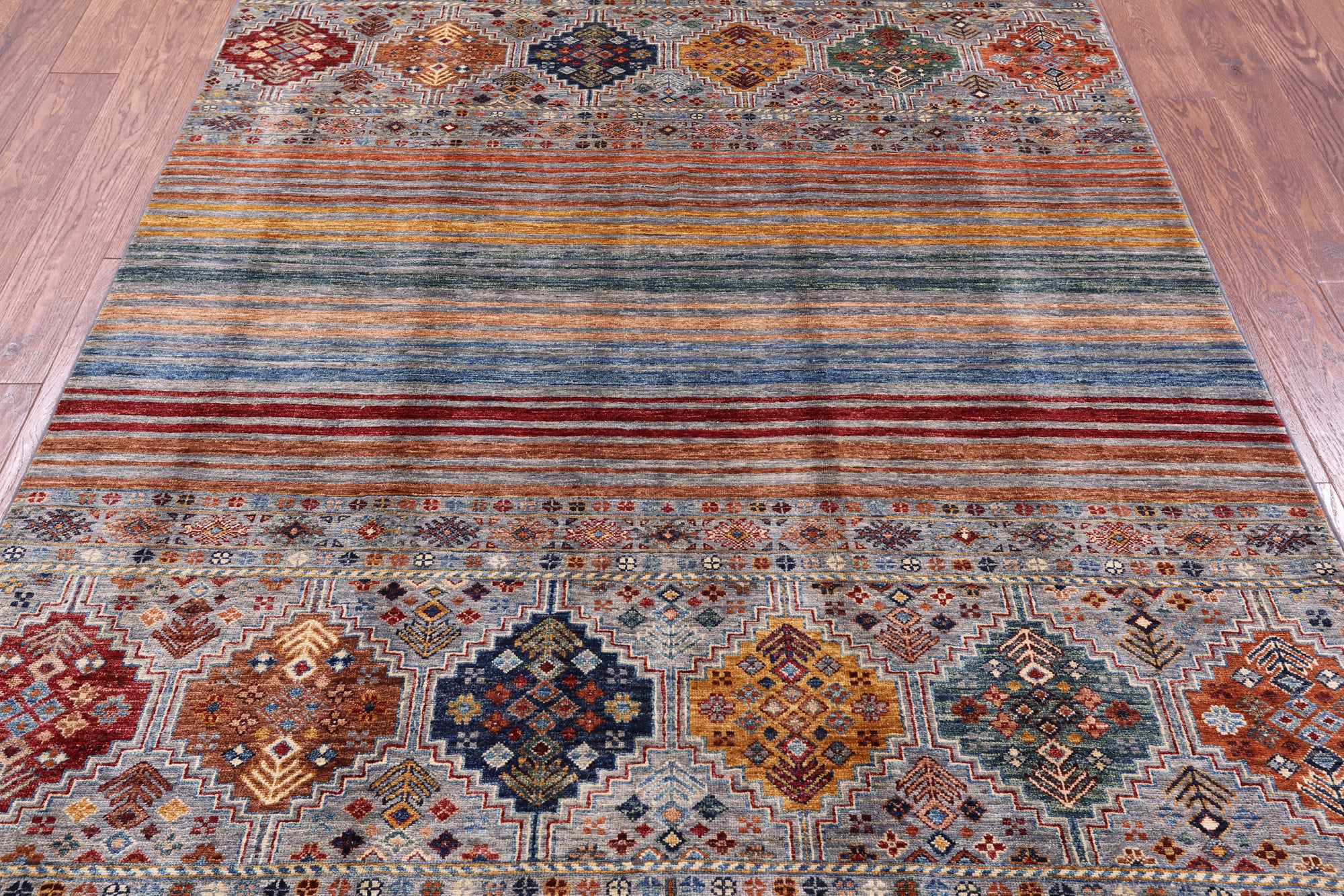 Khorjin Persian Gabbeh Hand Knotted Wool Rug - 5' 8" X 7' 11" - Golden Nile