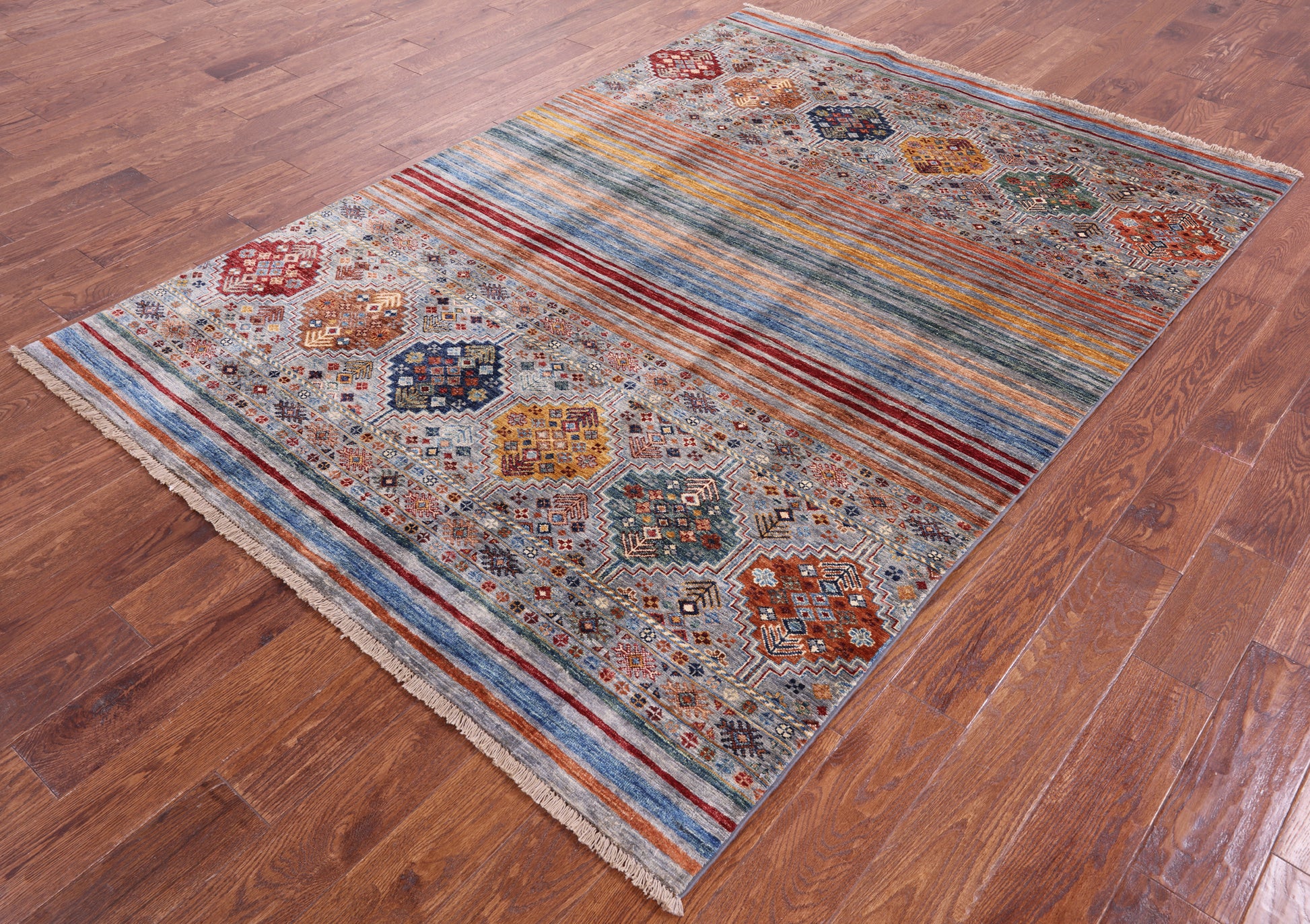Khorjin Persian Gabbeh Hand Knotted Wool Rug - 5' 8" X 7' 11" - Golden Nile