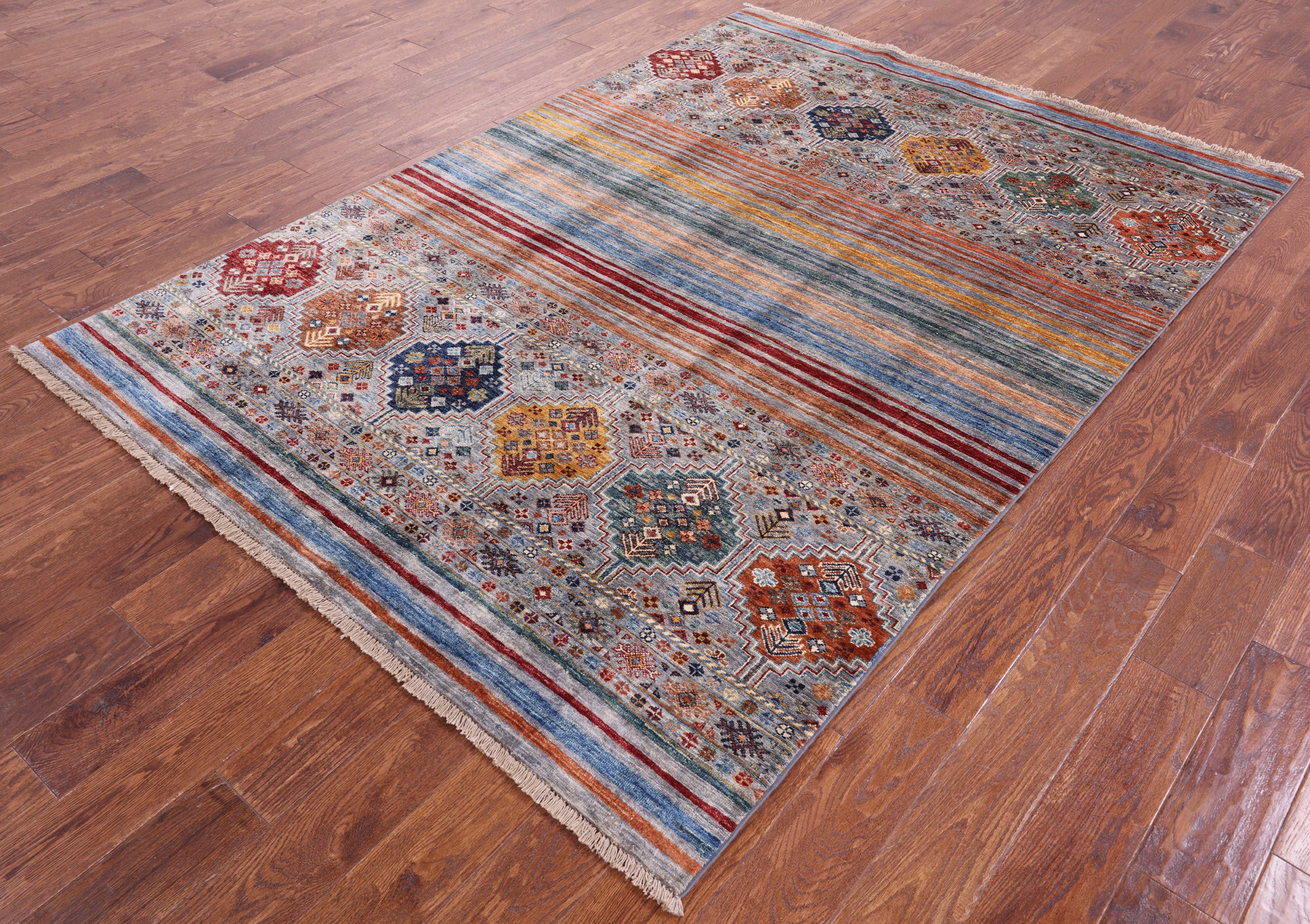 Khorjin Persian Gabbeh Hand Knotted Wool Rug - 5' 8" X 7' 11" - Golden Nile