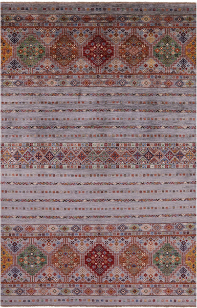 Khorjin Persian Gabbeh Hand Knotted Wool Rug - 5' 8" X 8' 9" - Golden Nile