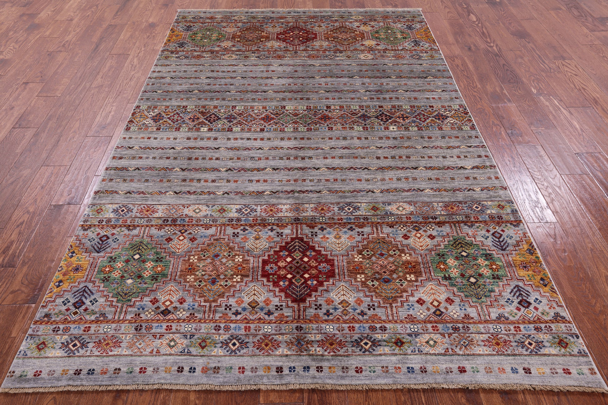 Khorjin Persian Gabbeh Hand Knotted Wool Rug - 5' 8" X 8' 9" - Golden Nile