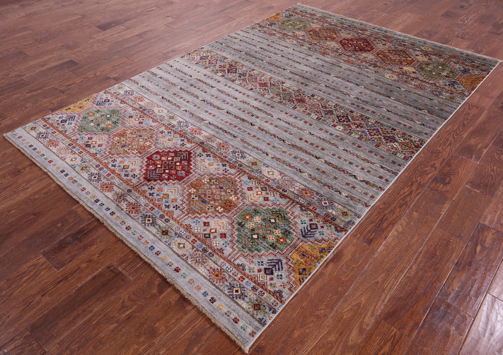 Khorjin Persian Gabbeh Hand Knotted Wool Rug - 5' 8" X 8' 9" - Golden Nile