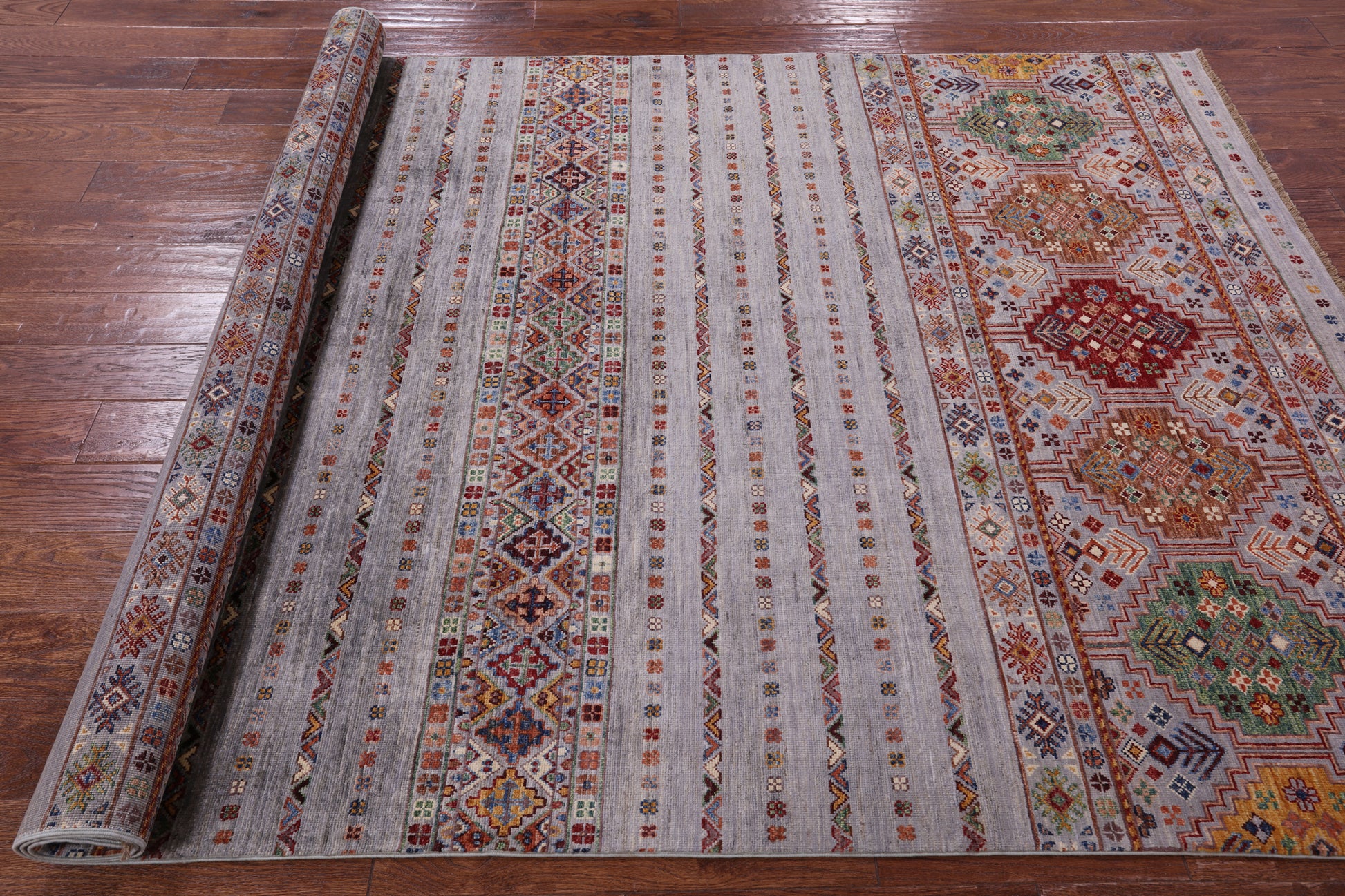 Khorjin Persian Gabbeh Hand Knotted Wool Rug - 5' 8" X 8' 9" - Golden Nile