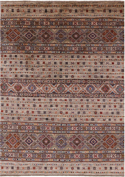 Khorjin Persian Gabbeh Hand Knotted Wool Rug - 5' 6" X 7' 9" - Golden Nile