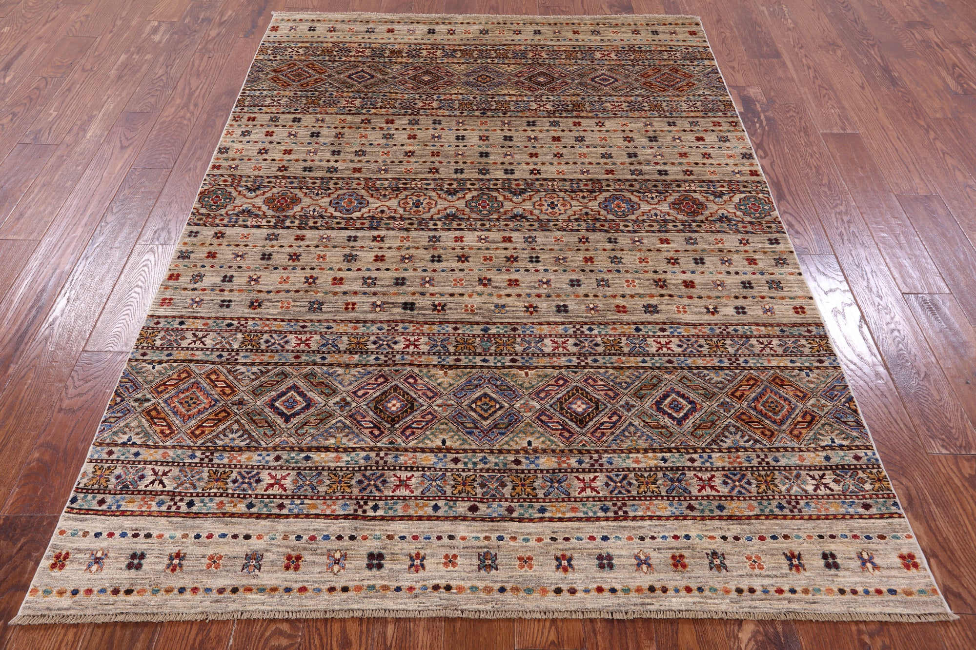 Khorjin Persian Gabbeh Hand Knotted Wool Rug - 5' 6" X 7' 9" - Golden Nile